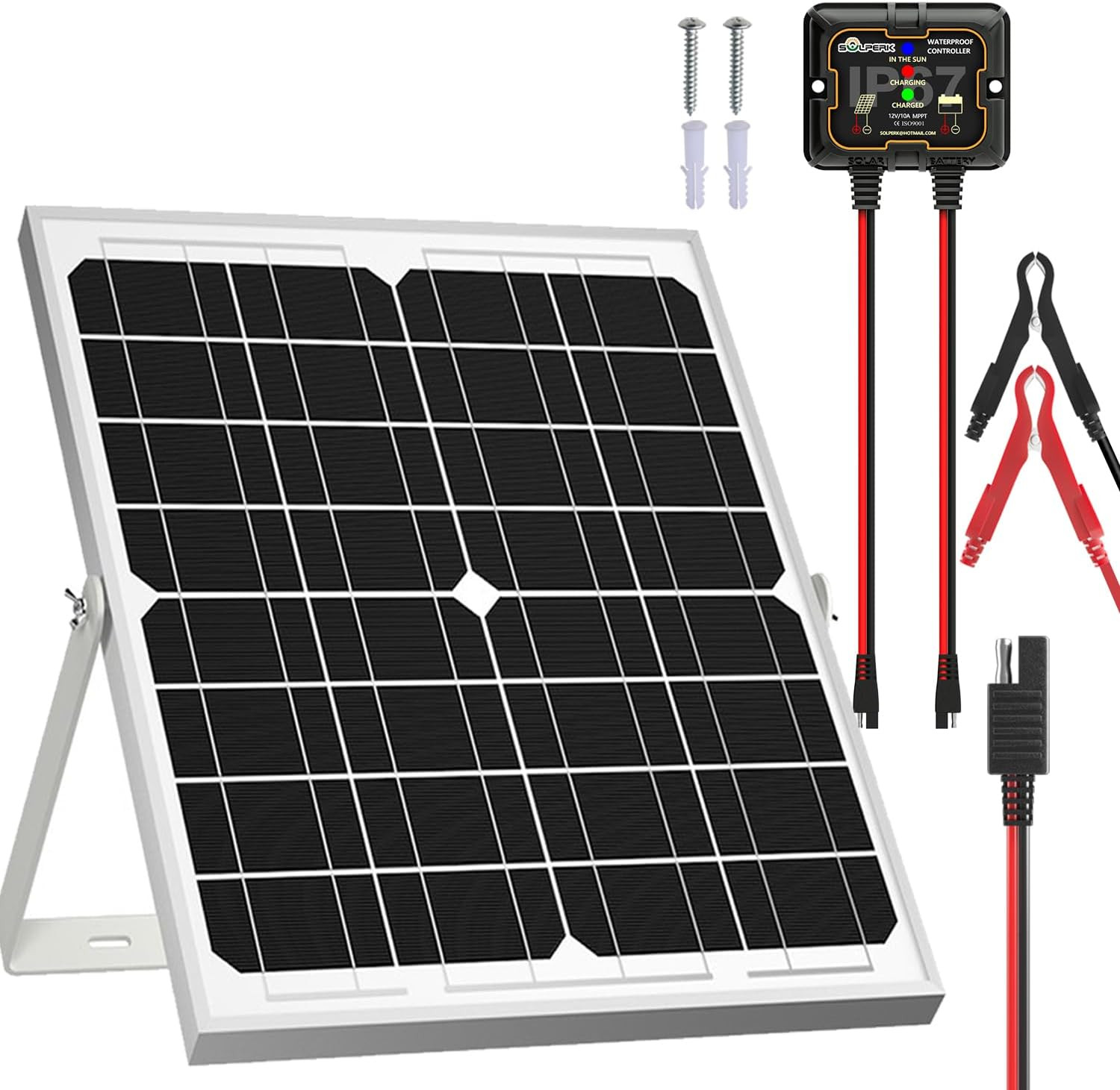 SOLPERK Solar Panel Kit 20W 12V, Solar Battery Trickle Charger Maintainer + Upgr