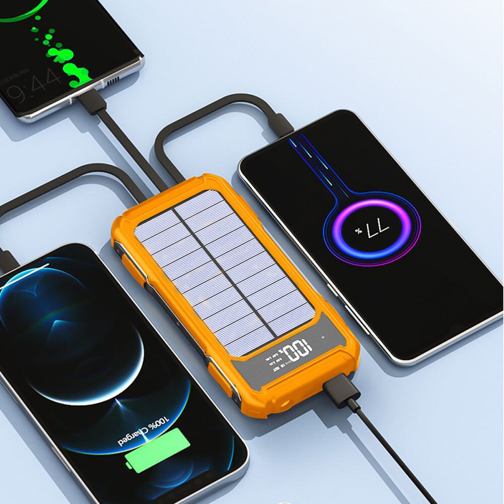 1000000MAH Portable Solar Power Bank LCD LED 4USB Battery Charger For Cell Phone