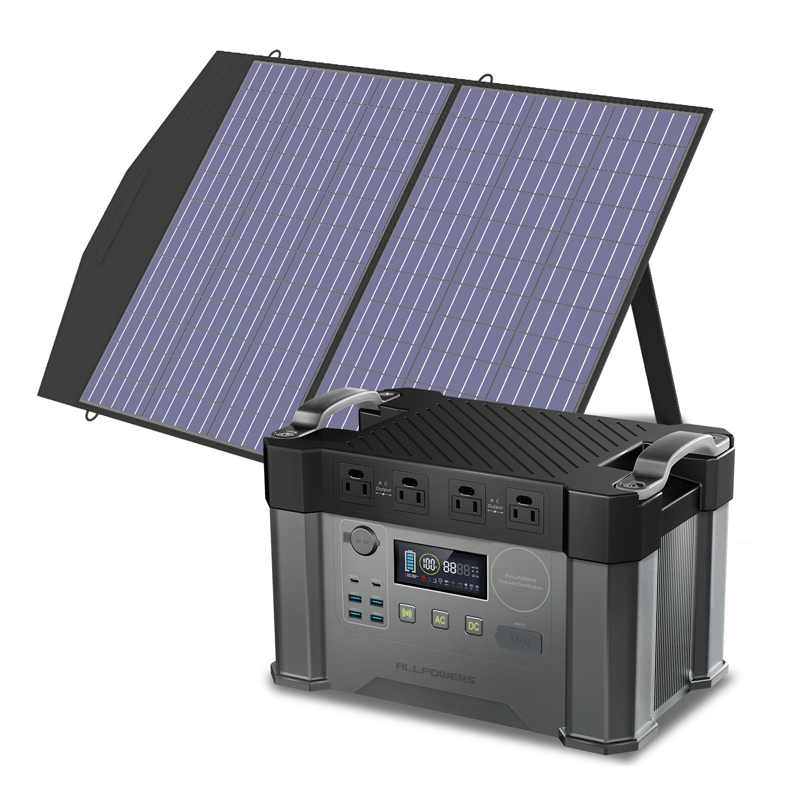 ALLPOWERS 2400W Portable Power Station Generator with 100W Solar Panel Outdoor