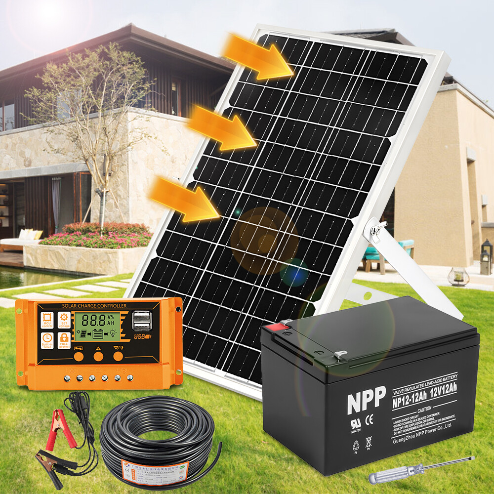 Solar Panel kit +12V 12Ah Lithium Battery Solar Off Grid Power for RV Fan Opener