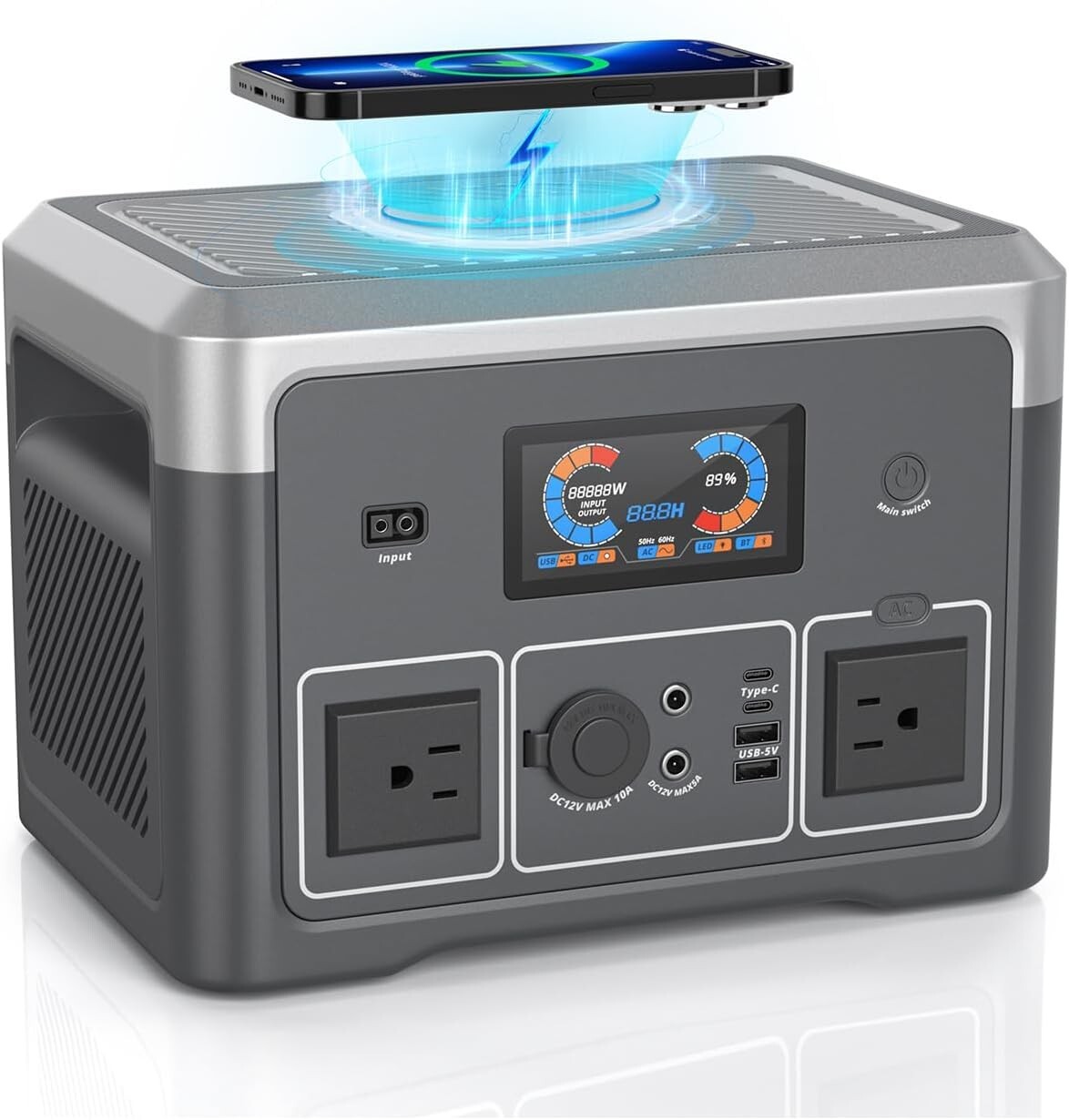 Power Station, 665.6Wh LiFePO4 Battery Backup, 600W(1800W Peak) Solar Generator