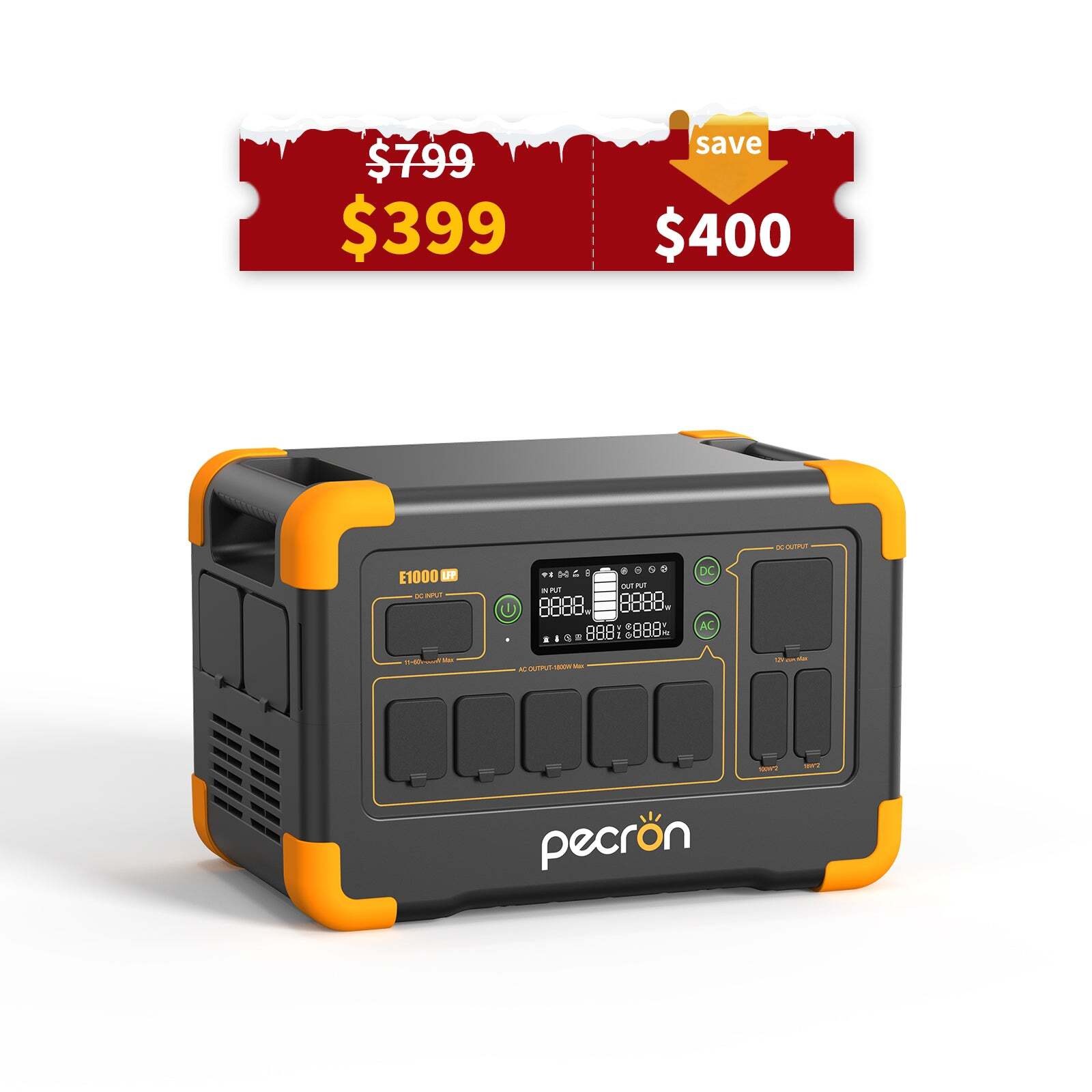 pecron Portable Power Station E1000LFP 1024Wh 1800W LiFePO4 Battery Expandable