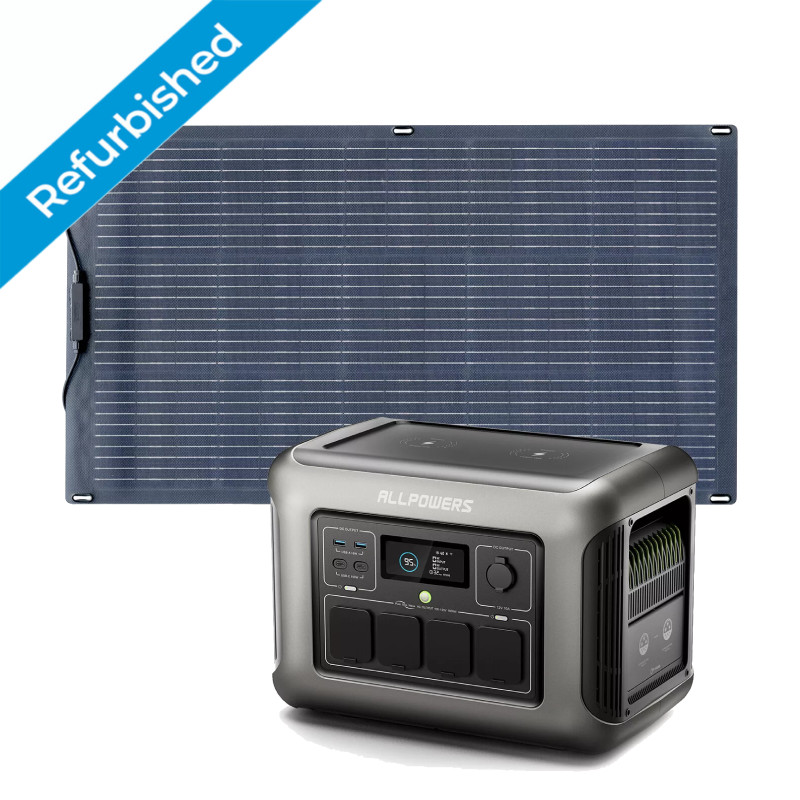 ALLPOWERS 1800W (3000W Peak) Power Station + 100W Solar Panel Kit RV, LiFePO4