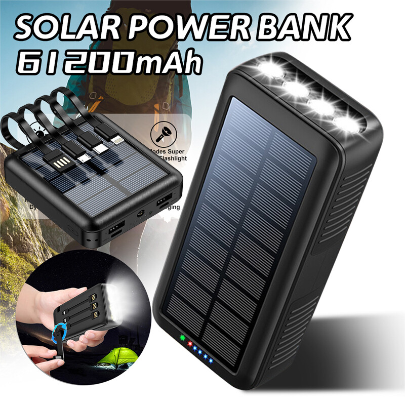 Hand Crank 61200mAh Solar Power Bank LED USB Portable Charger for Cell Phone USA
