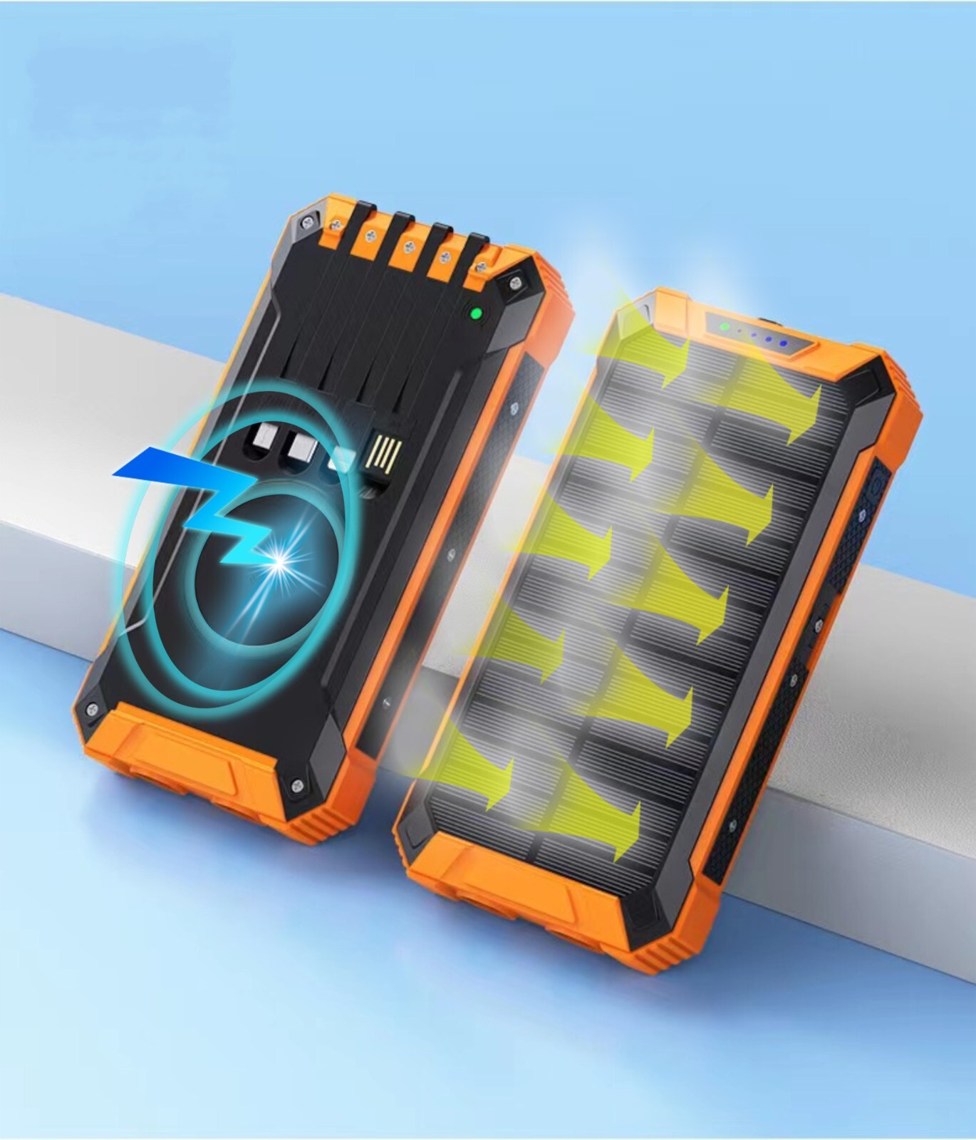 Super Solar Charger Power Bank type C USB Portable Wireless Charger 4 Cell Phone