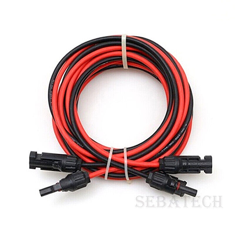 10 AWG Black Red Solar Panel Extension Cable Silicone Flexible Wire Connectors