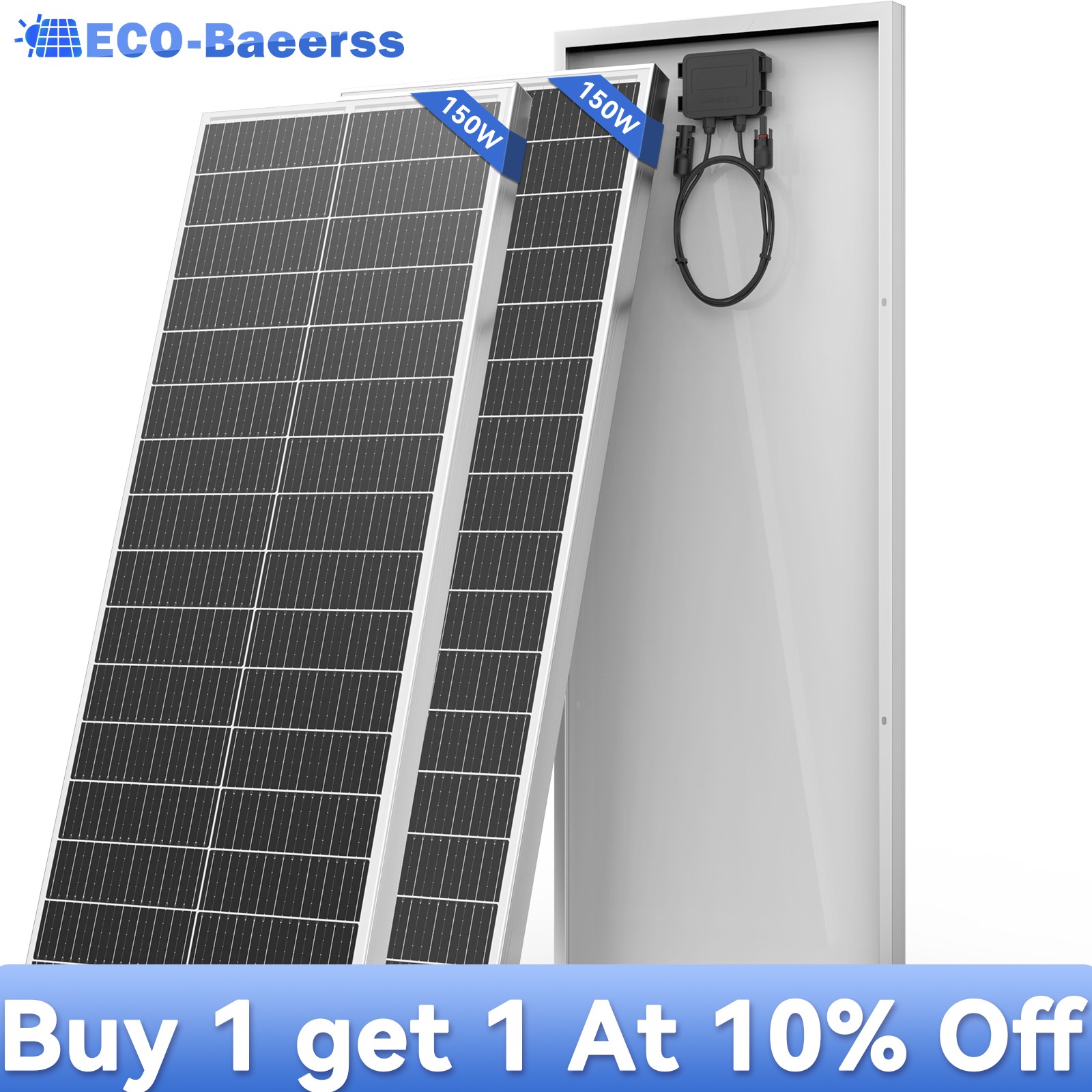 300W Mono Solar Panel 12V/24V (150W*2) Battery Marine Rooftop Home Off-Grid