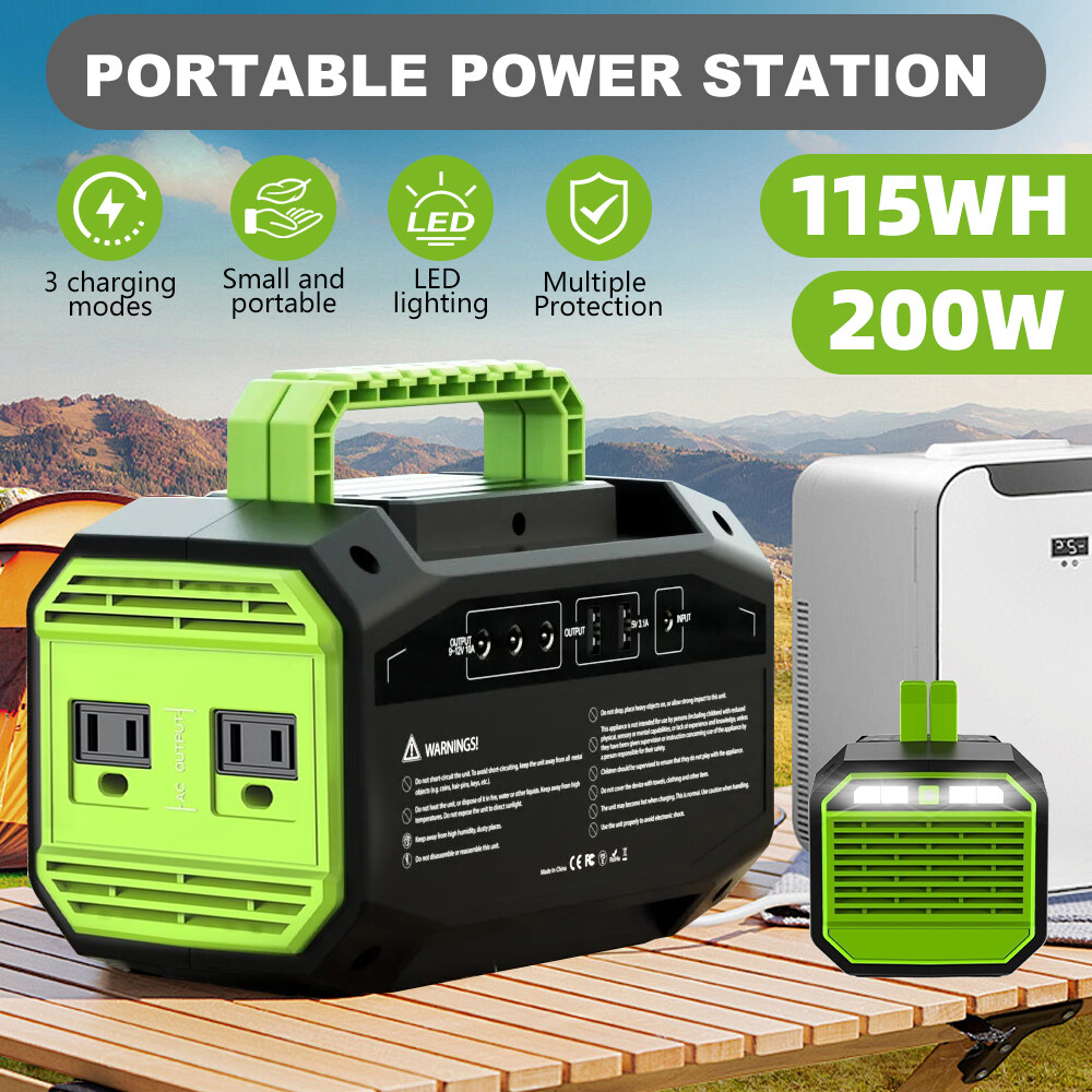 200W Solar Power Station Portable Battery Bank Generator 115Wh for Camping RV