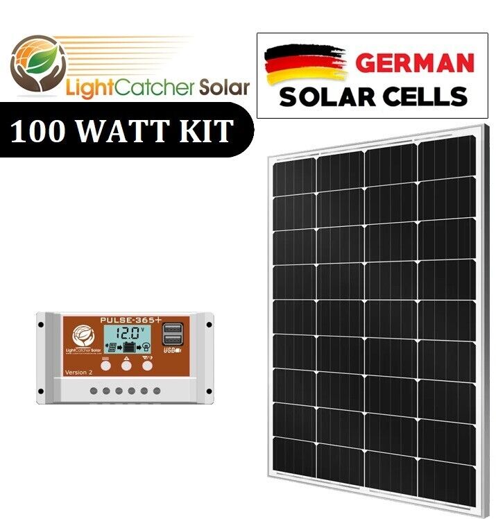100 Watt 100W Solar Panel Kit with Solar Charge Controller 12V RV Boat Off Grid