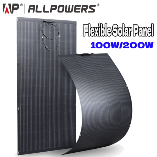 ALLPOWERS 100W OR 200W Flexible Mono Solar Panel Efficiency IP68 For Roof Boat
