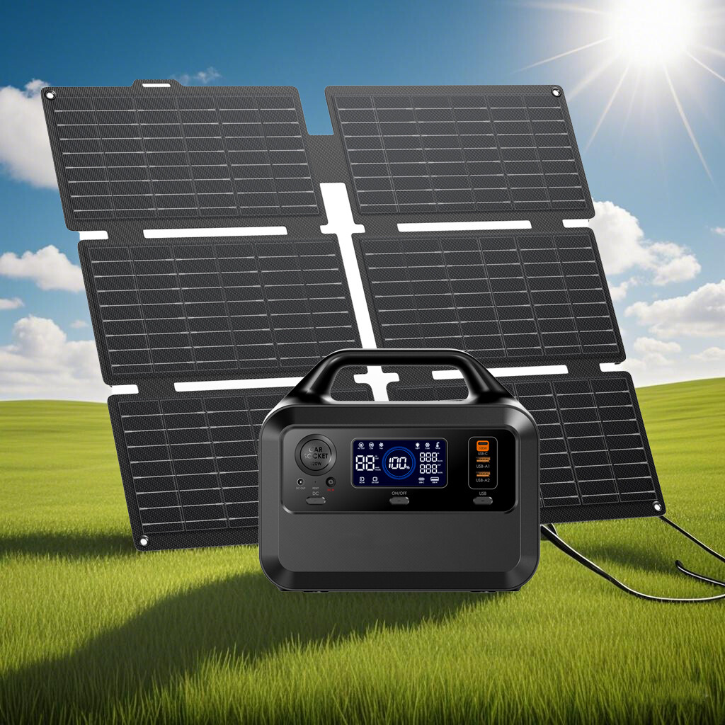 230Wh Solar Generator Power Station Backup Battery 600W Peak + 40W Solar Panel