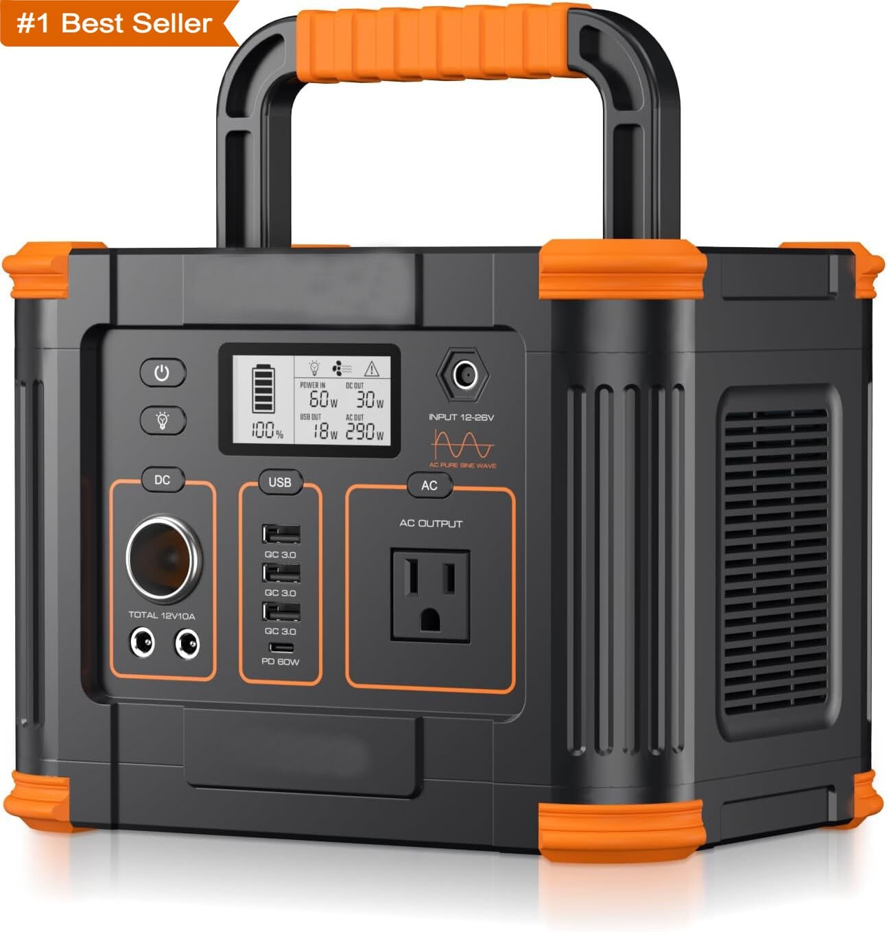 Estación de energía portátil, generador solar de 600 W con salida PD USB-C de 60
