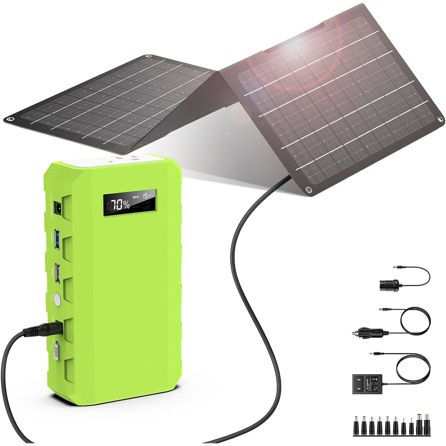 65W Portable Power Bank with 30W Solar Panel Kits Solar Generator for Camping