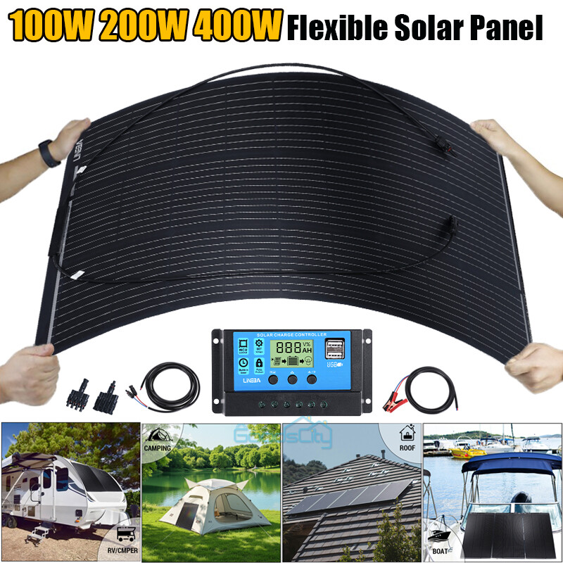 200W 400W Flexible Solar Panel Kit Solar Charger for RV Camping Power Station
