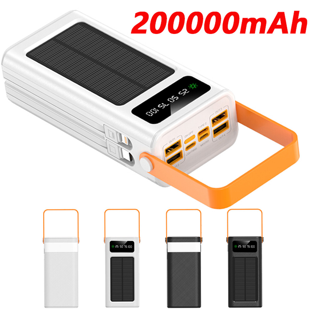 New Solar Power Bank Fast Charging 200000mAh Portable Charger With LED Display