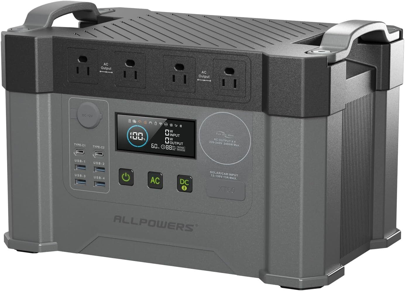 2400W Portable Power Station Solar Generator RV for Home Outdoor Camping Use