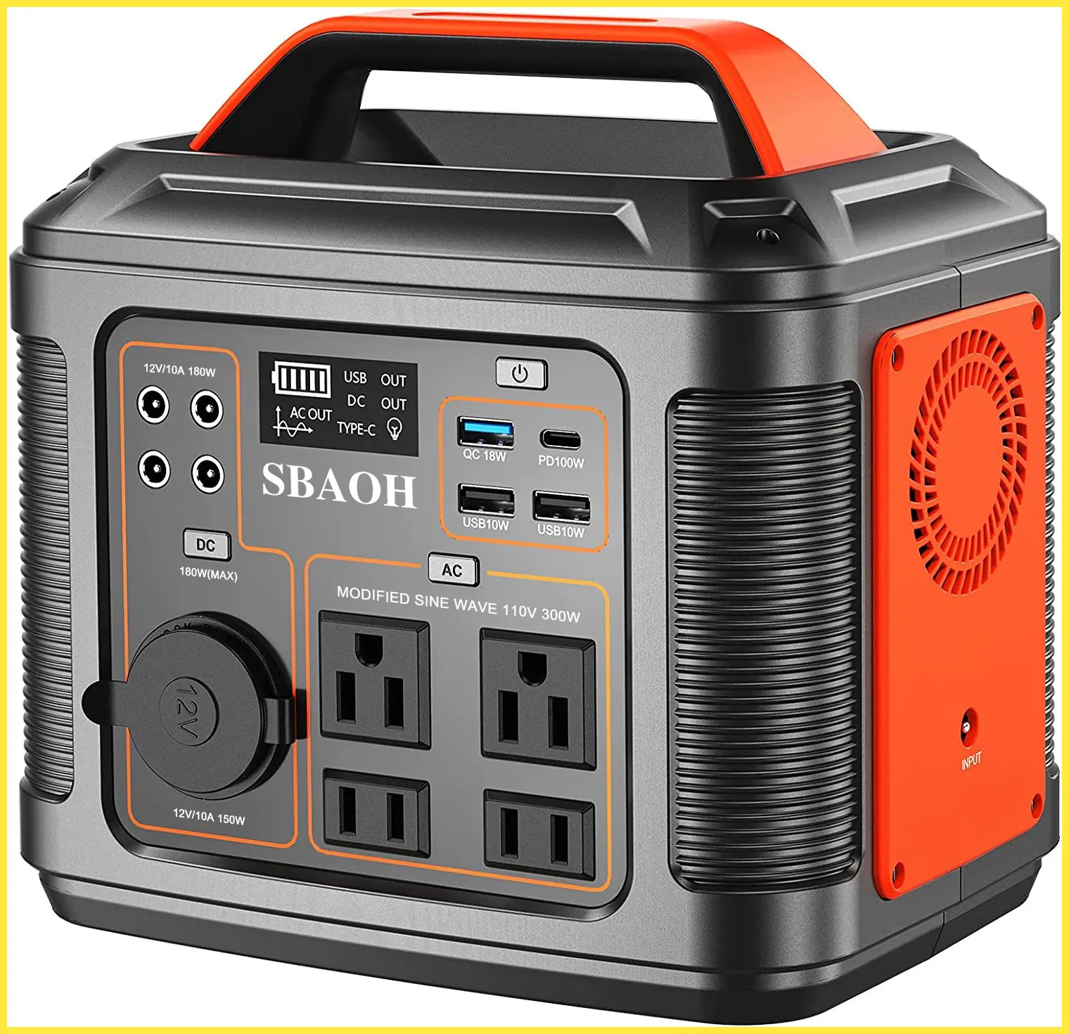 Portable Power Station, 300W 296Wh Solar Generator Quick Charge  110V AC / DC