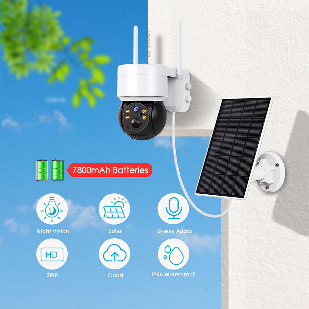 Wifi 1080P Solar/Batteries Power IP Camera CCTV Security Night Vision Outdoor-US
