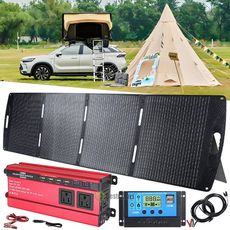 100W 200W Portable Foldable Solar Panel Kit Solar Charger for Rv Camping Home