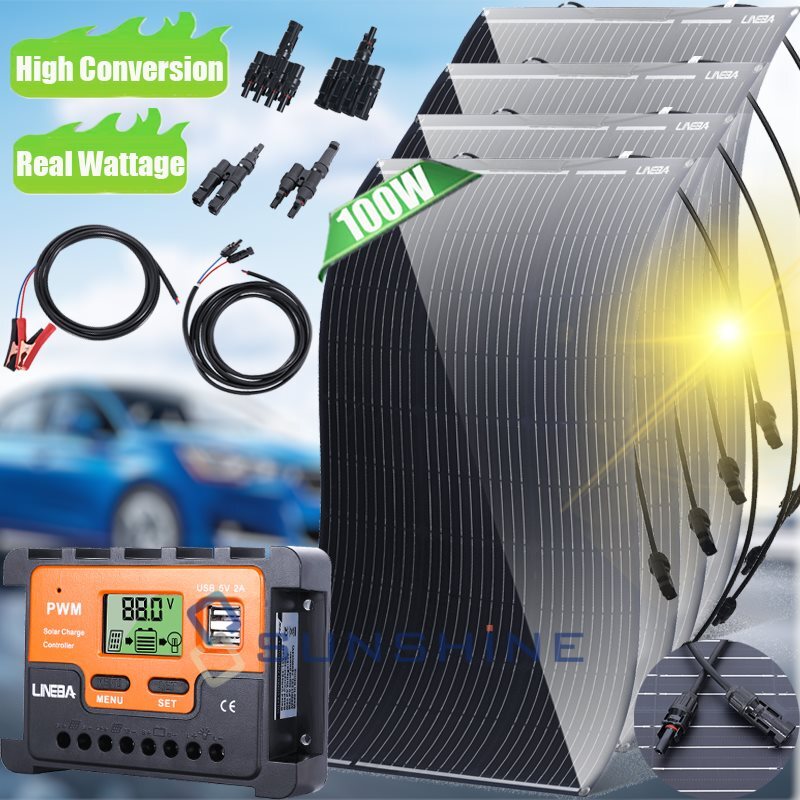 400W Watts Solar Panel Kit 100A 12V Battery Charger with Controller Caravan Boat