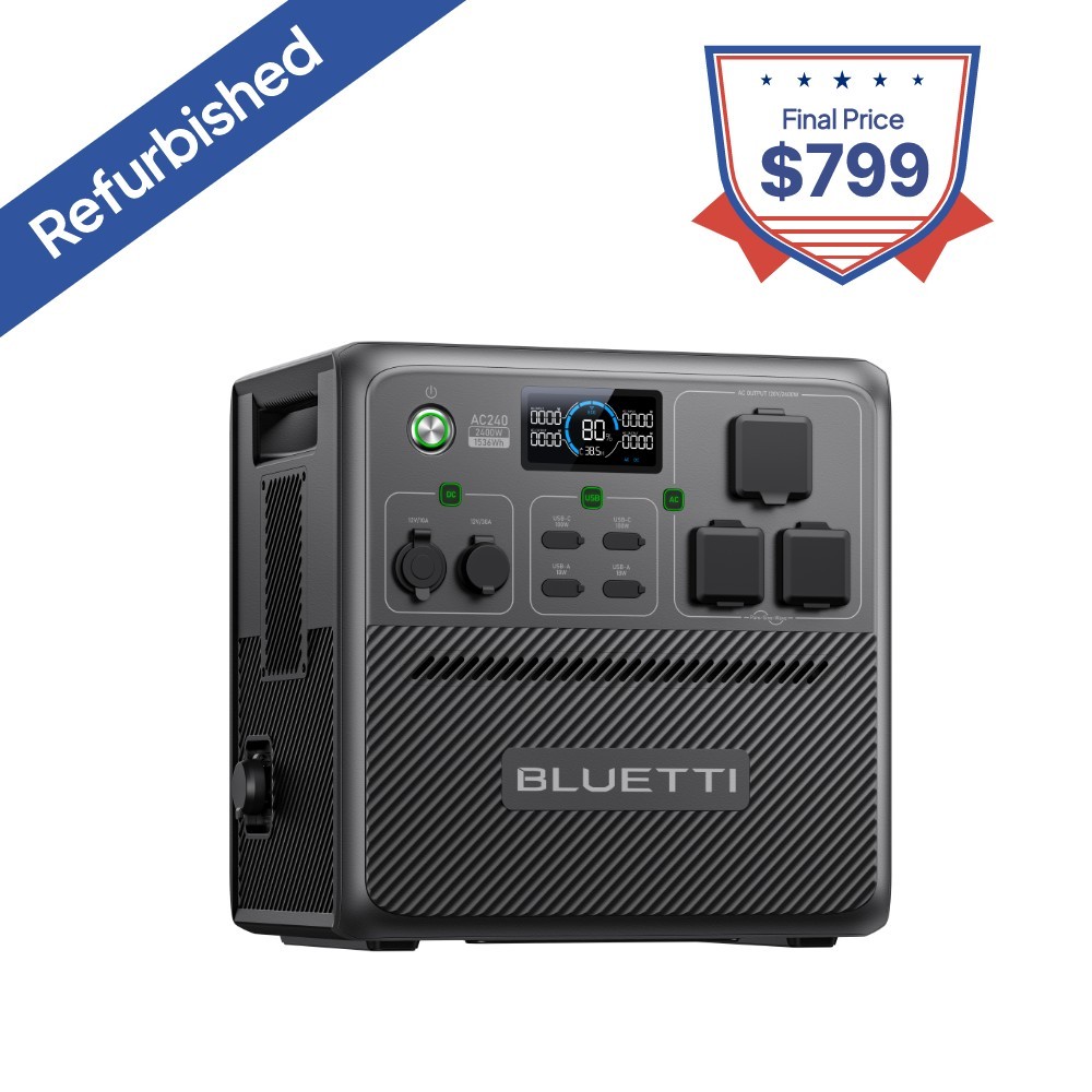 BLUETTI AC240 2400W Portable Power Station Solar Generator IP65 Water-proof LFP