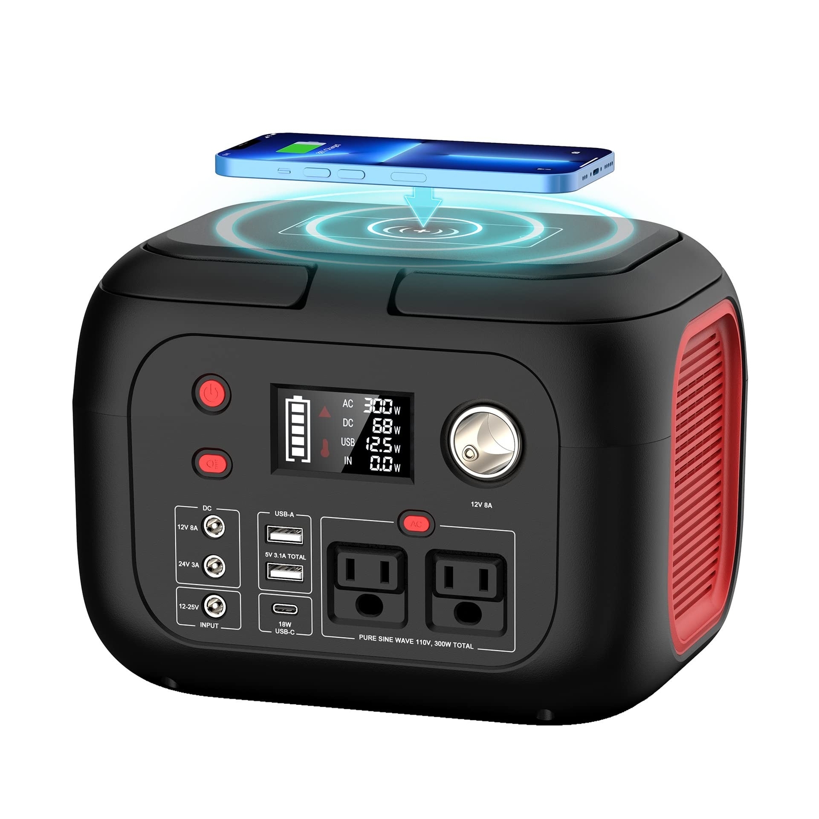 Portable Power Station 300W Power Bank with AC Outlet 228Wh Solar Generator w…