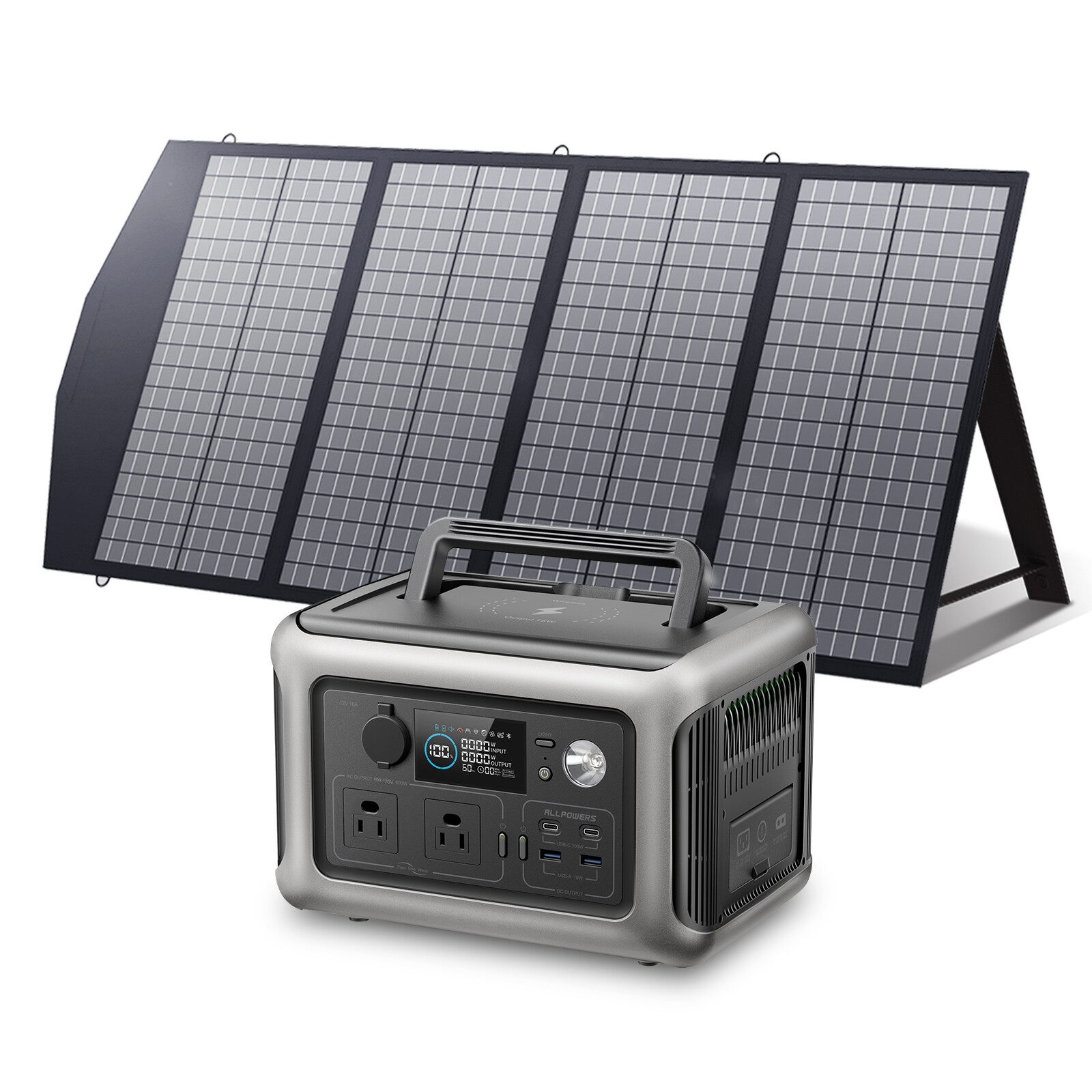 ALLPOWERS 600W Portable Power Station Generator Battery 140W Solar Panel Charger