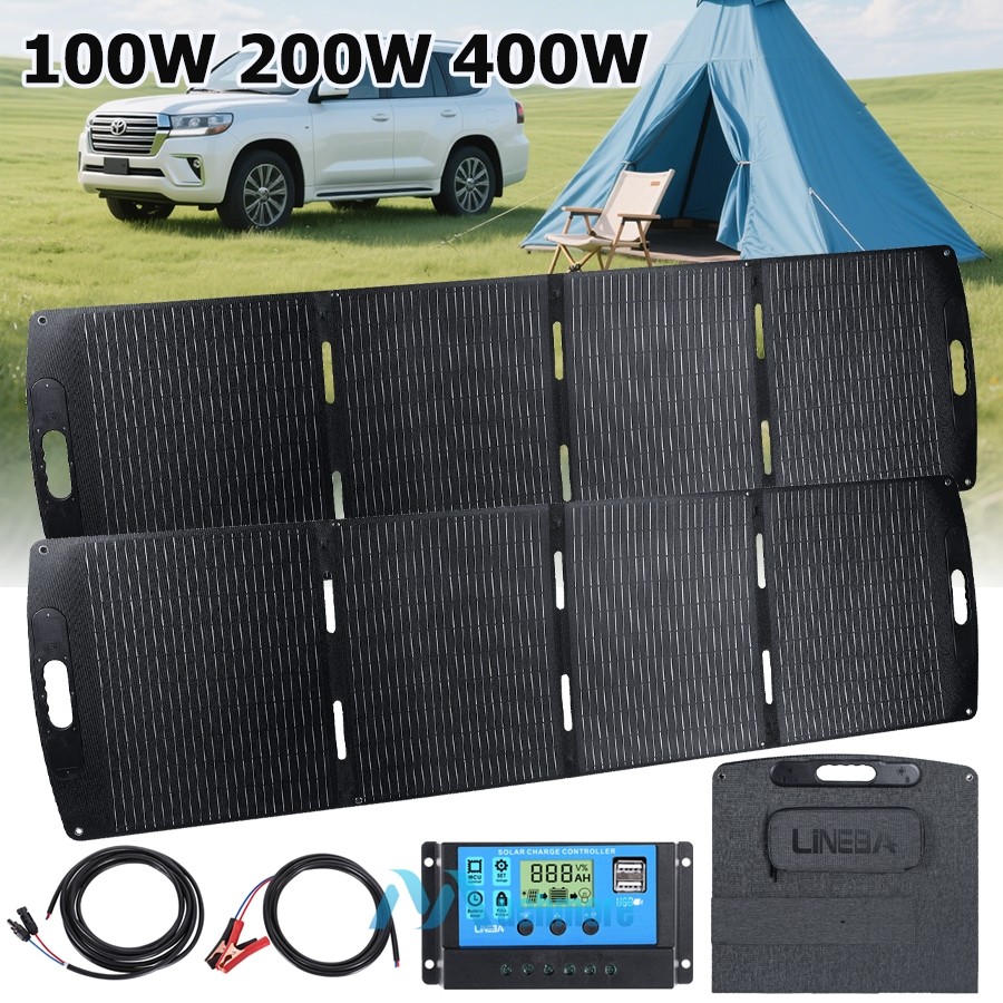 100W 200W 400W Portable Mono Solar Panel Kit Foldable fr RV Roof Camper Off-grid