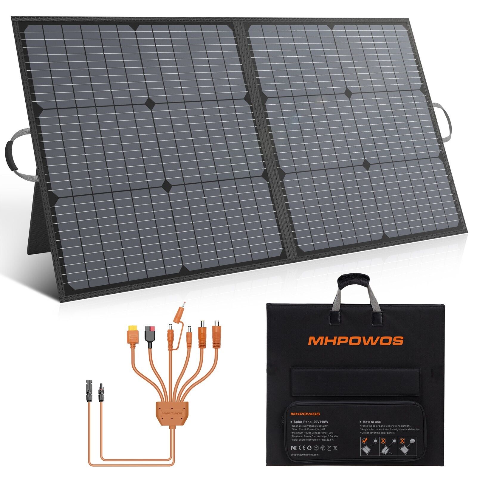 MHPOWOS 110 watt Solar Panel Portable Solar Panel for Jackery Bluetti Ecoflow