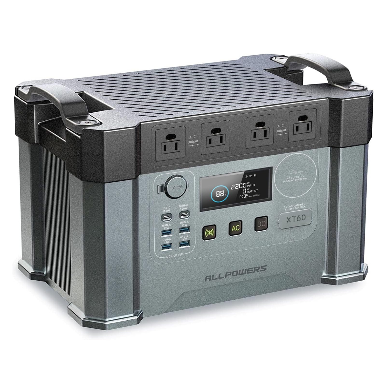 2400W Portable Power Station 1451.6Wh MPPT Solar Generator with 2700W (AC+DC)…