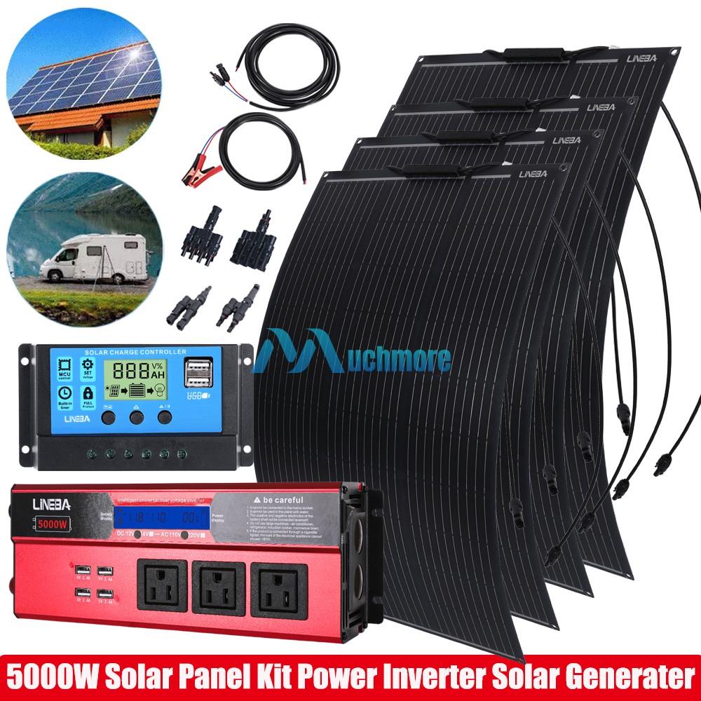 5000W Solar Panel Kit Power Inverter Generator 30A Home 110V Grid Solar System