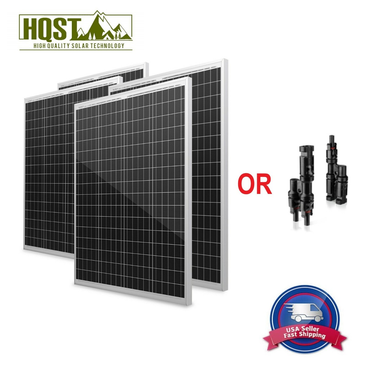 HQST Polycrystalline Solar Panel 400W 4 Packs100W PV Power RV Boat Home Off Grid