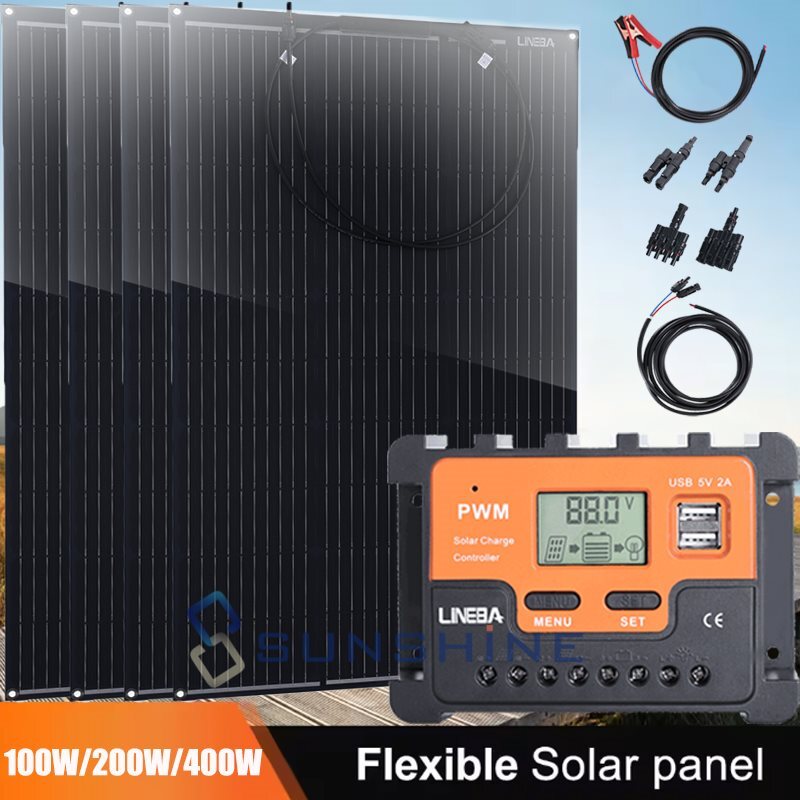 400W Solar Panel Kit Power Charger Solar Generator Home Off-Grid Solar System