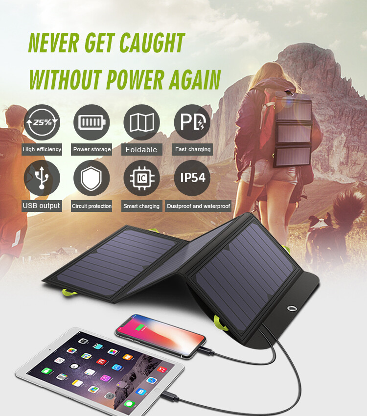 ALLPOWERS Foldable Solar Panel Charger Solar Charger USB Ports For Camping Use