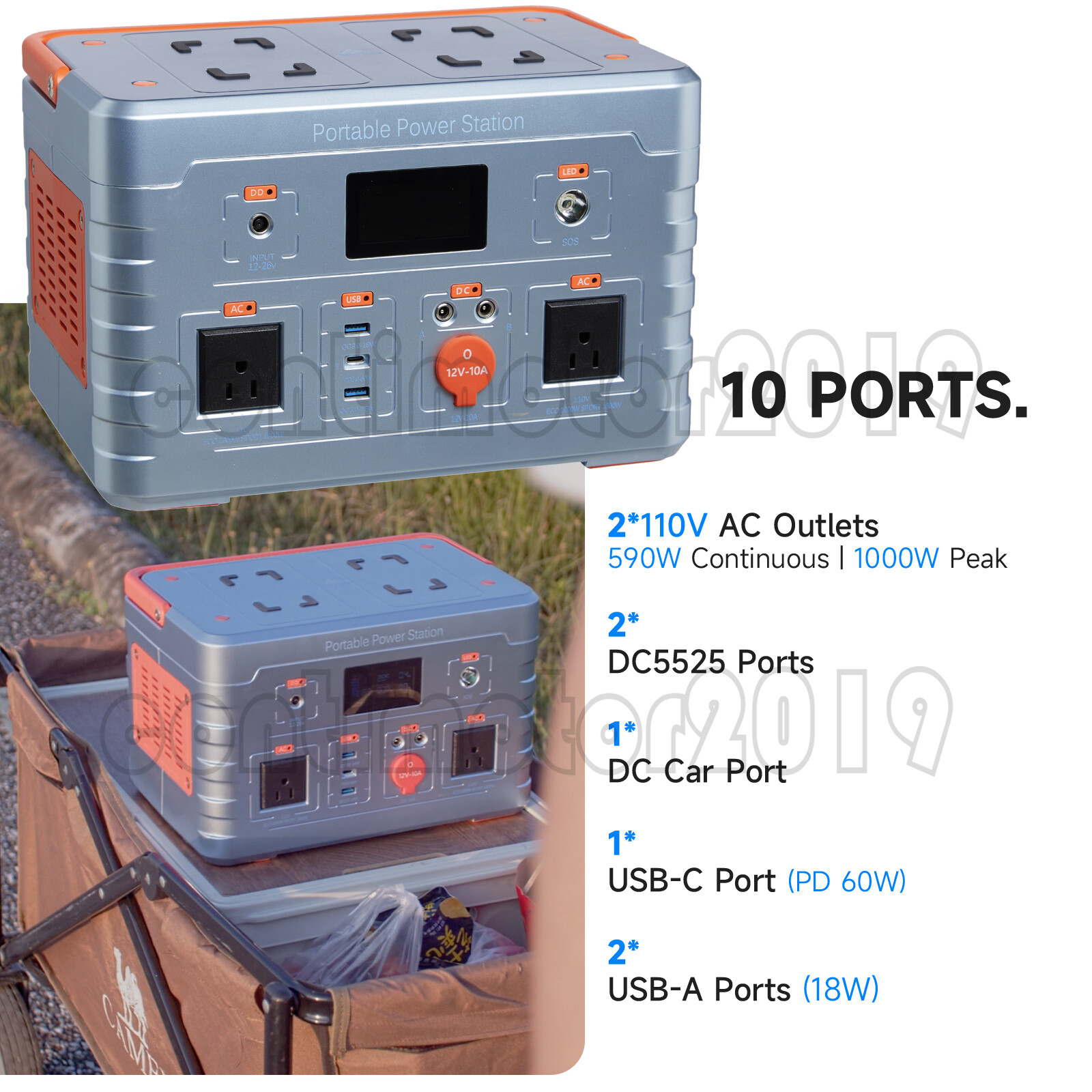 Portable Power Station Battery Powered Solar Generator Camping Travel 1200W