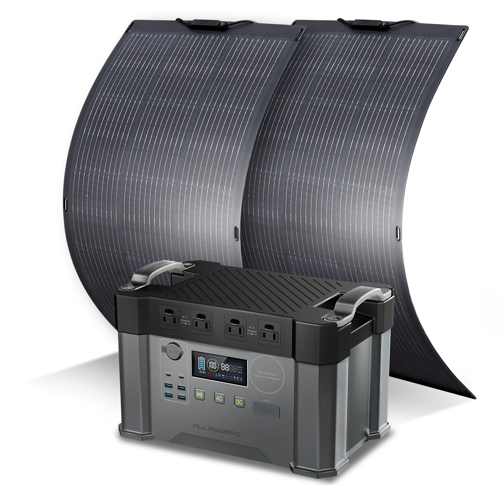 ALLPOWERS 2400W Power Station Solar Generator With 2x100W Flexible Solar Panels