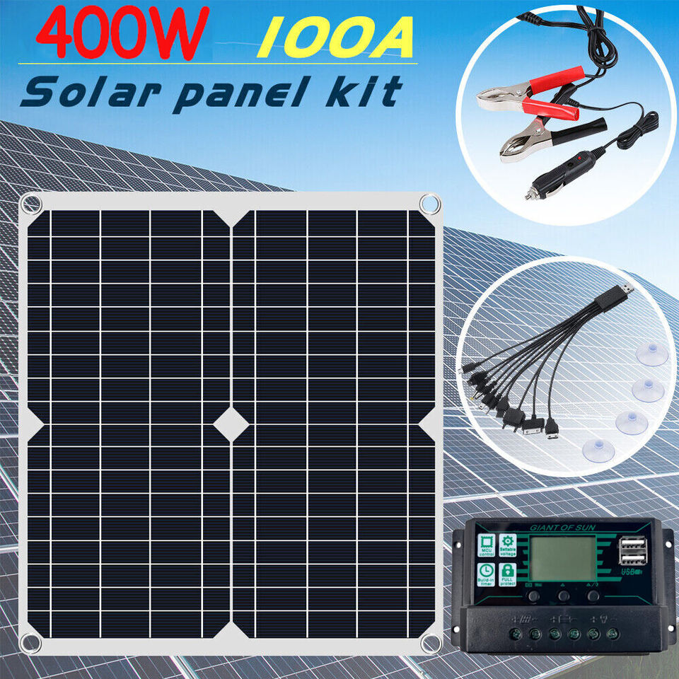 400 Watts Solar Panel Kit 100A 12V Battery Charger w/ Controller Caravan Boat US