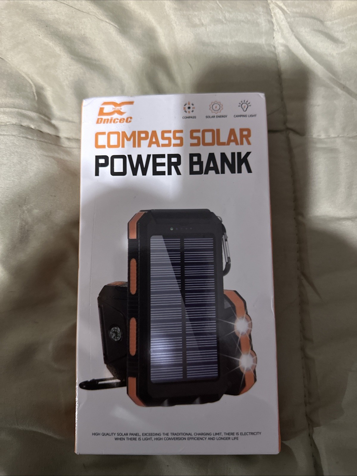 Compass Solar Power Bank – Carabiner – Flashlight – Phone Charger- Indicator