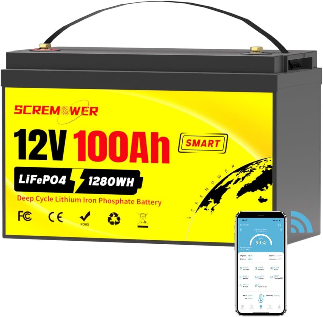 12v 100ah LiFePO4 Battery Bluetooth group 31 with 100A BMS, Low-temp Protection