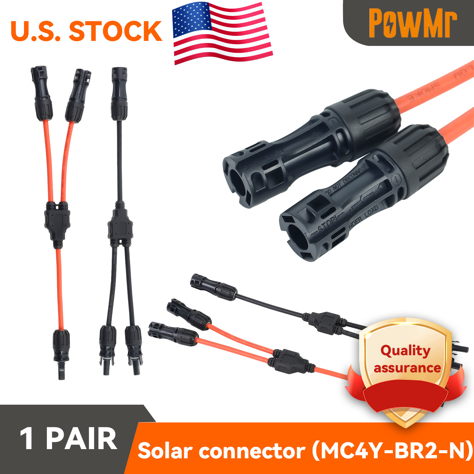 Solar Panel Y Branch Cable Connection Waterproof Adapter Connector Extension USA