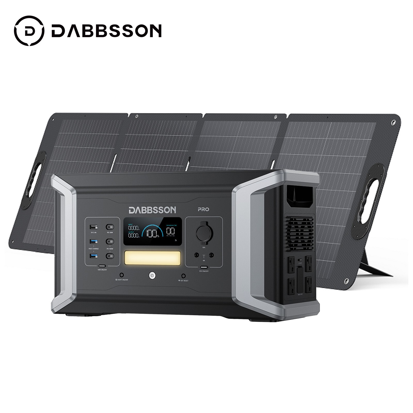 Dabbsson 1024Wh Power Station 2000W Solar Generator LiFePO4 +120W Solar Panel