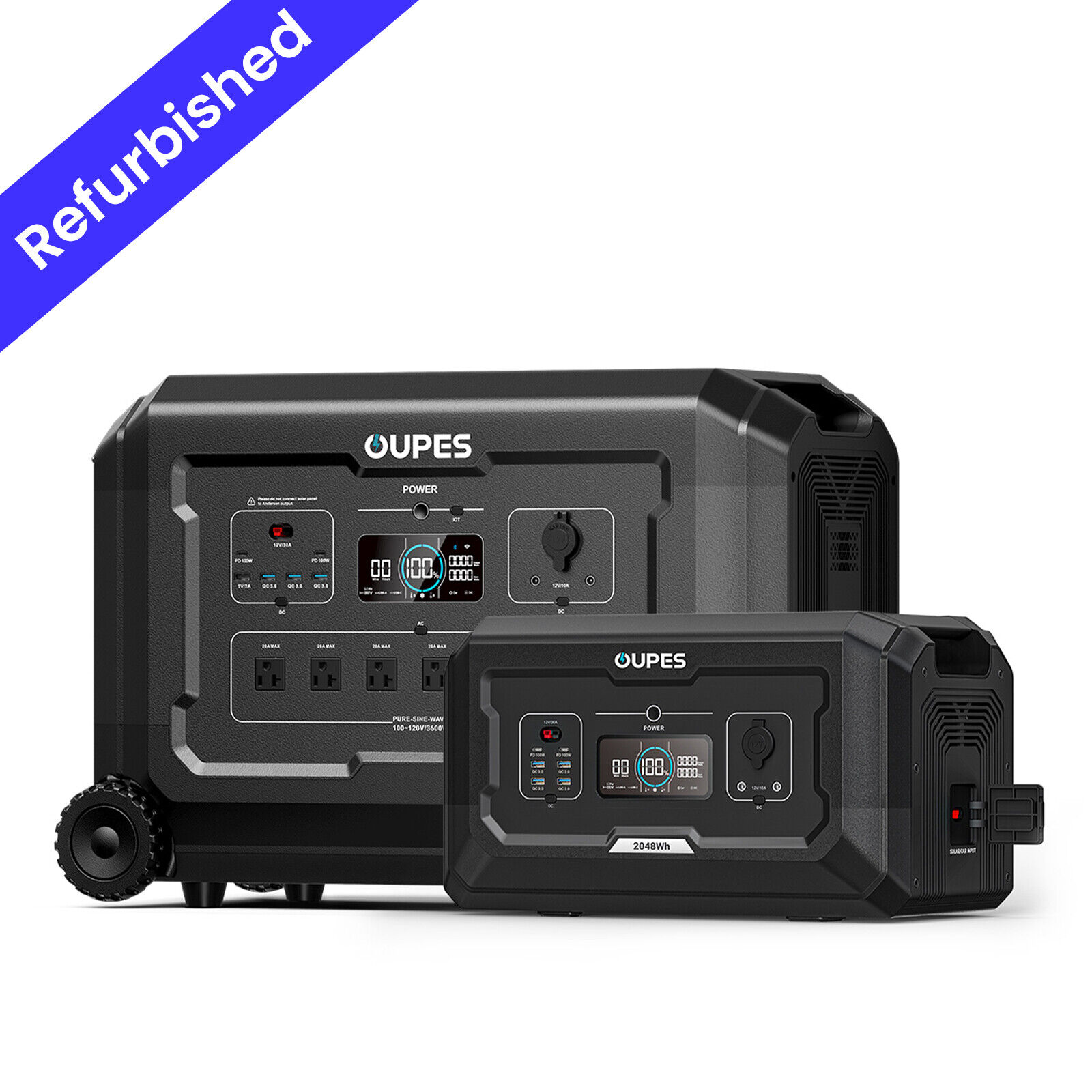 OUPES 5120Wh Mega 3 Power Station Solar Generator Power+B2 Extra Battery Camping
