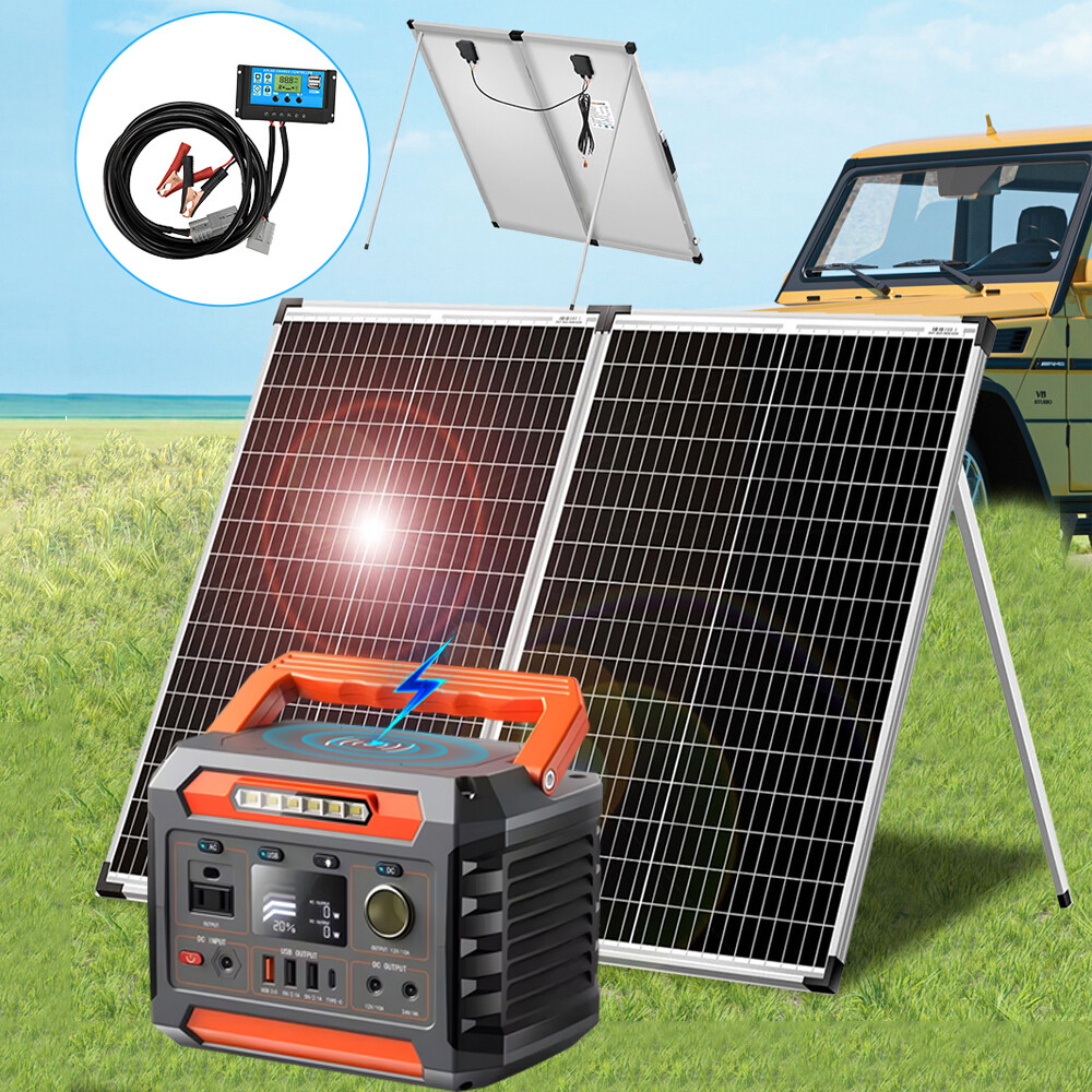 Portable Power Station 300W Solar Generator LiFePO4 Battery 200W Solar Panel Kit