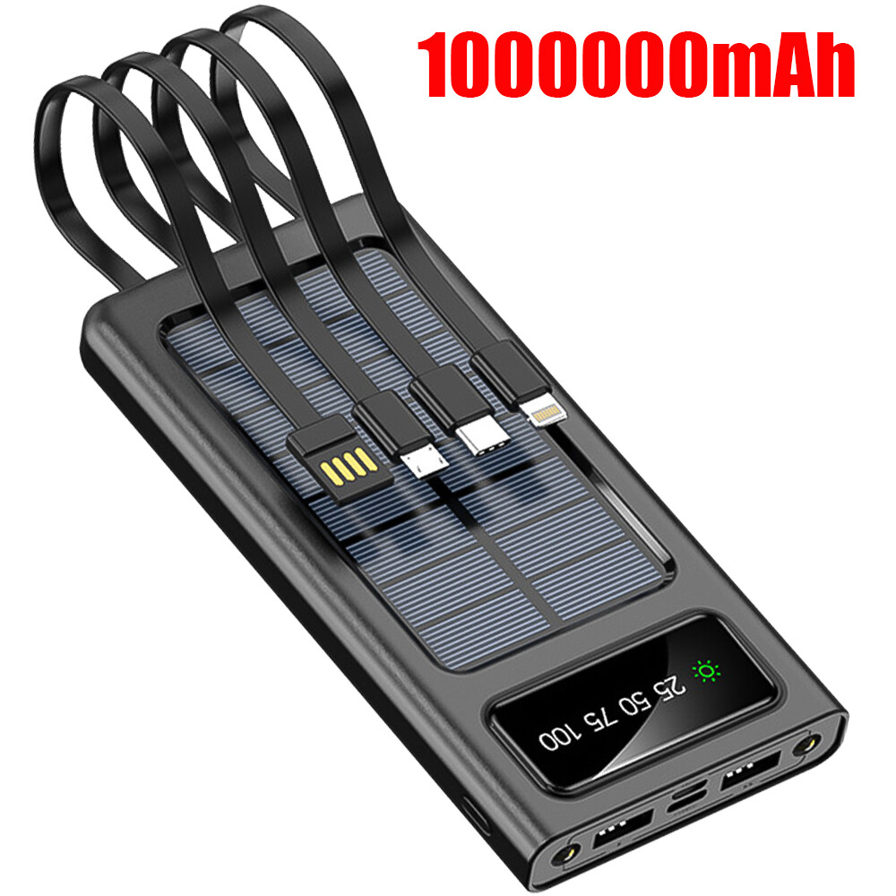 1000000mAh Solar Power Bank 4USB Portable External Battery Backup Fast Charger