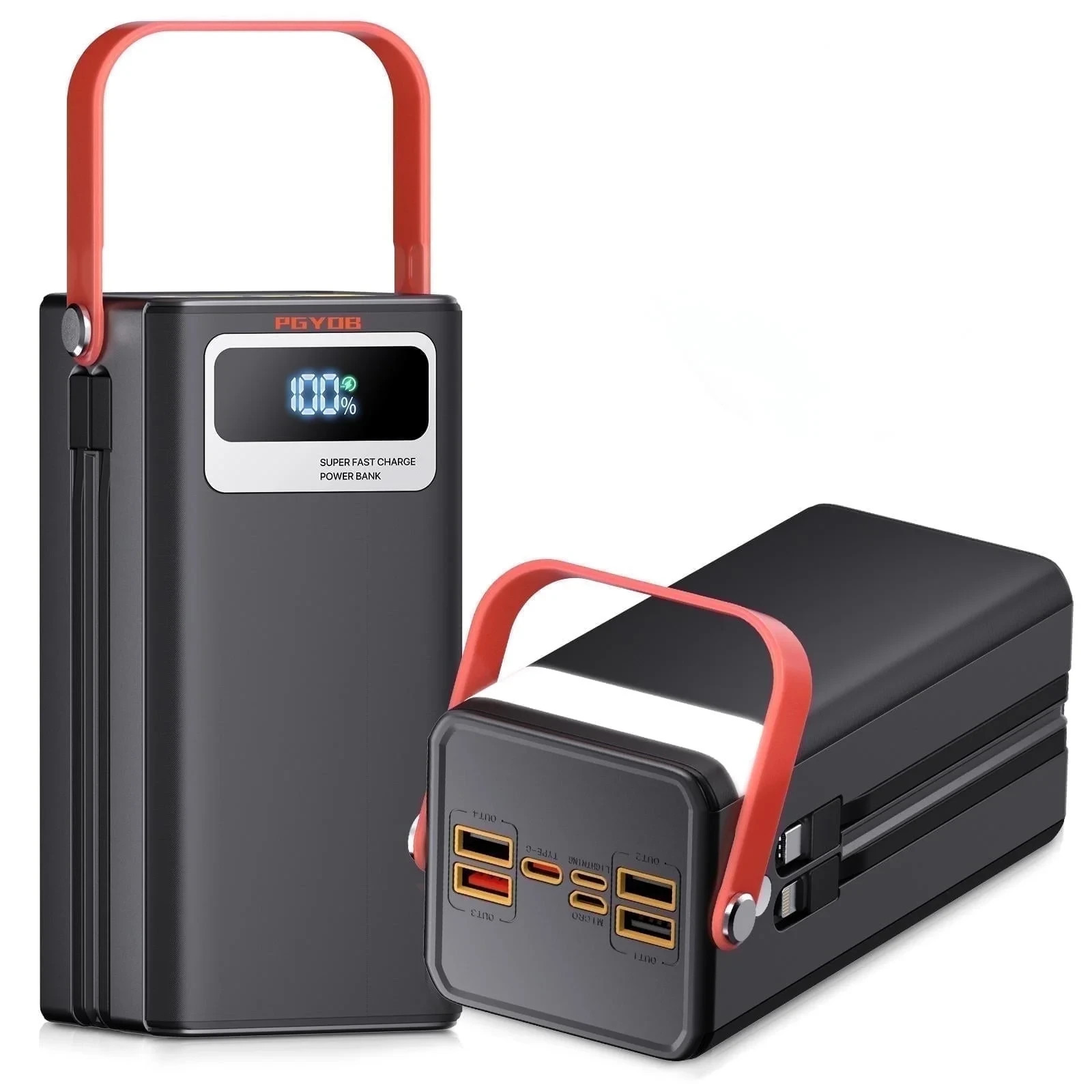 Portable Charger 45000mAh, Solar Power Bank 166Wh with SOS Light, PGYOB 22.5W PD