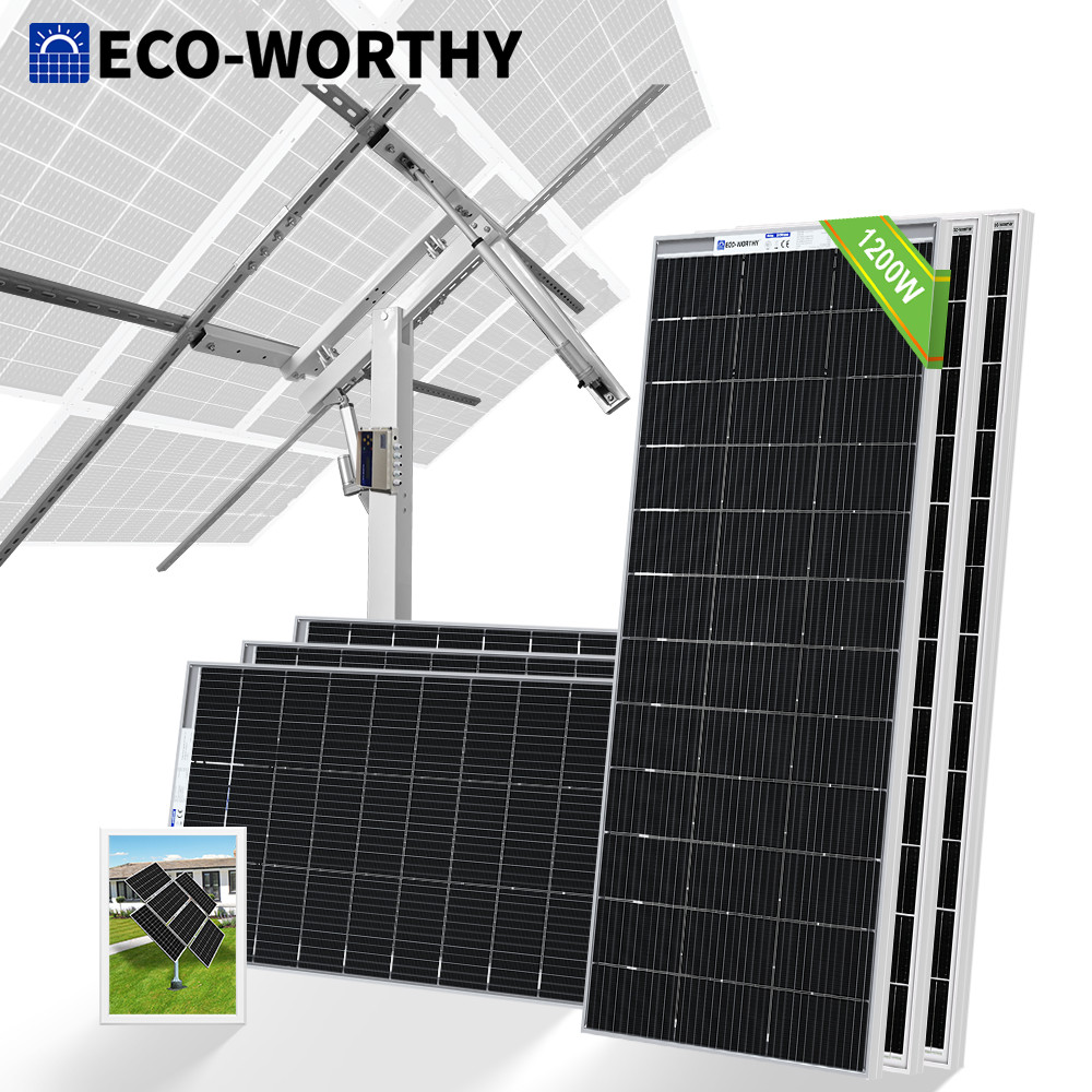 ECO-WORTHY 1200W Watt Bifacial Solar Panel Kit &Tracking Bracket for Farm Yard