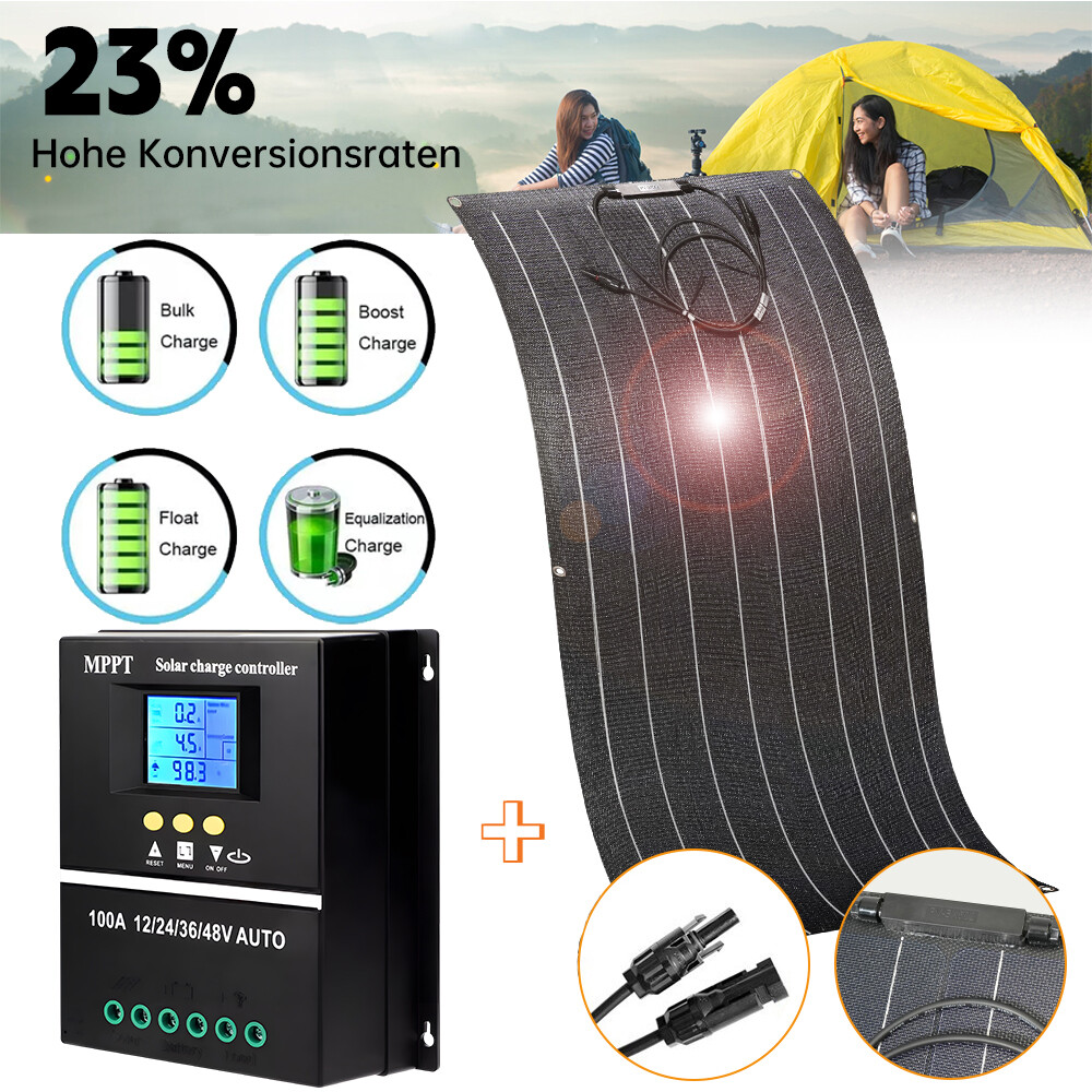 300W Flexible Solar Panel Mono 12V Portable for Camping Home Marine w/Controller