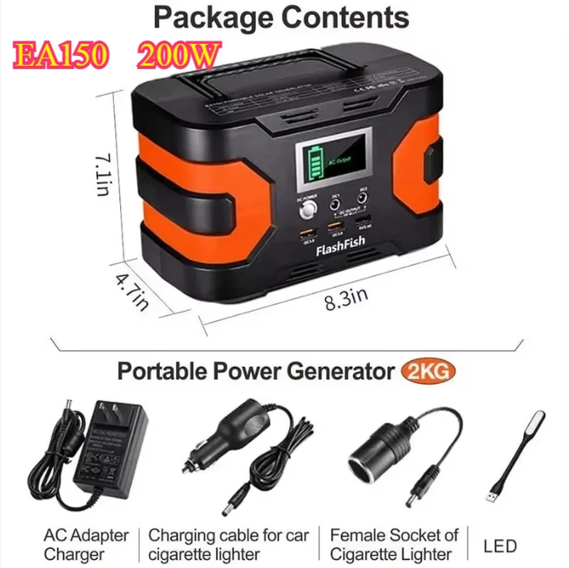 Portable Power Station 200-1000W Solar Equipment Generator Big Peak Power Output