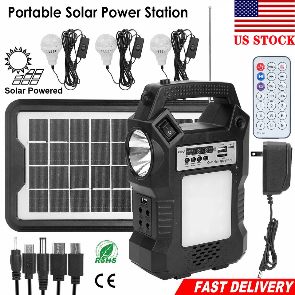 Portable Solar Power Station Generator Rechargeable Backup Emergency Power Bank