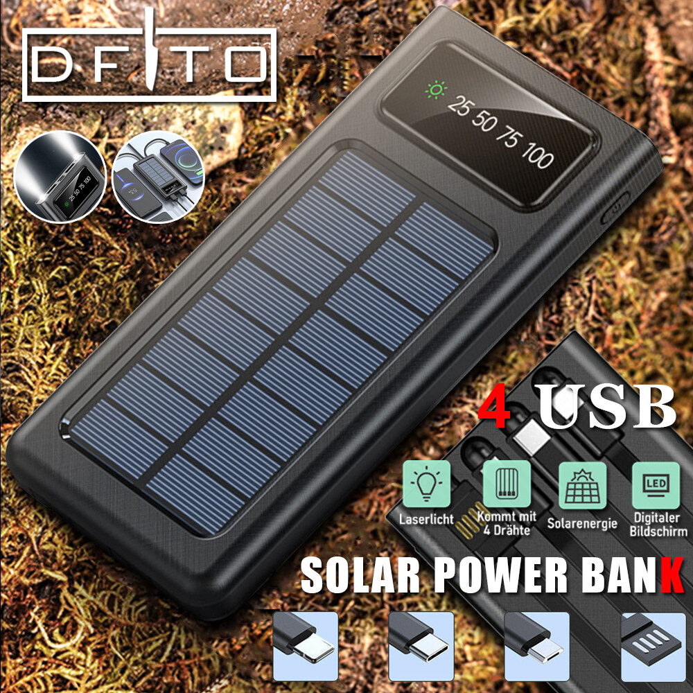 Solar Charger Power Bank Portable Battery External Waterproof 4 USB Powerful USA